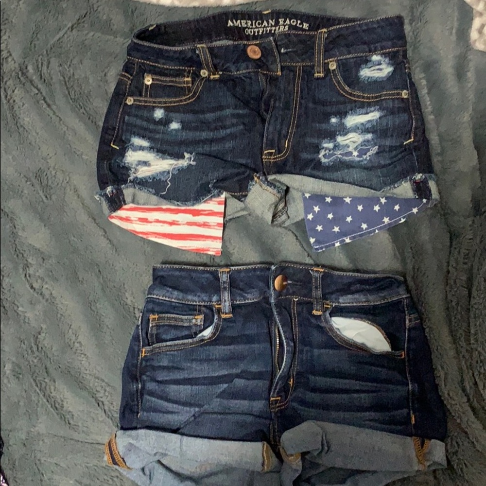two pairs of jean shorts
